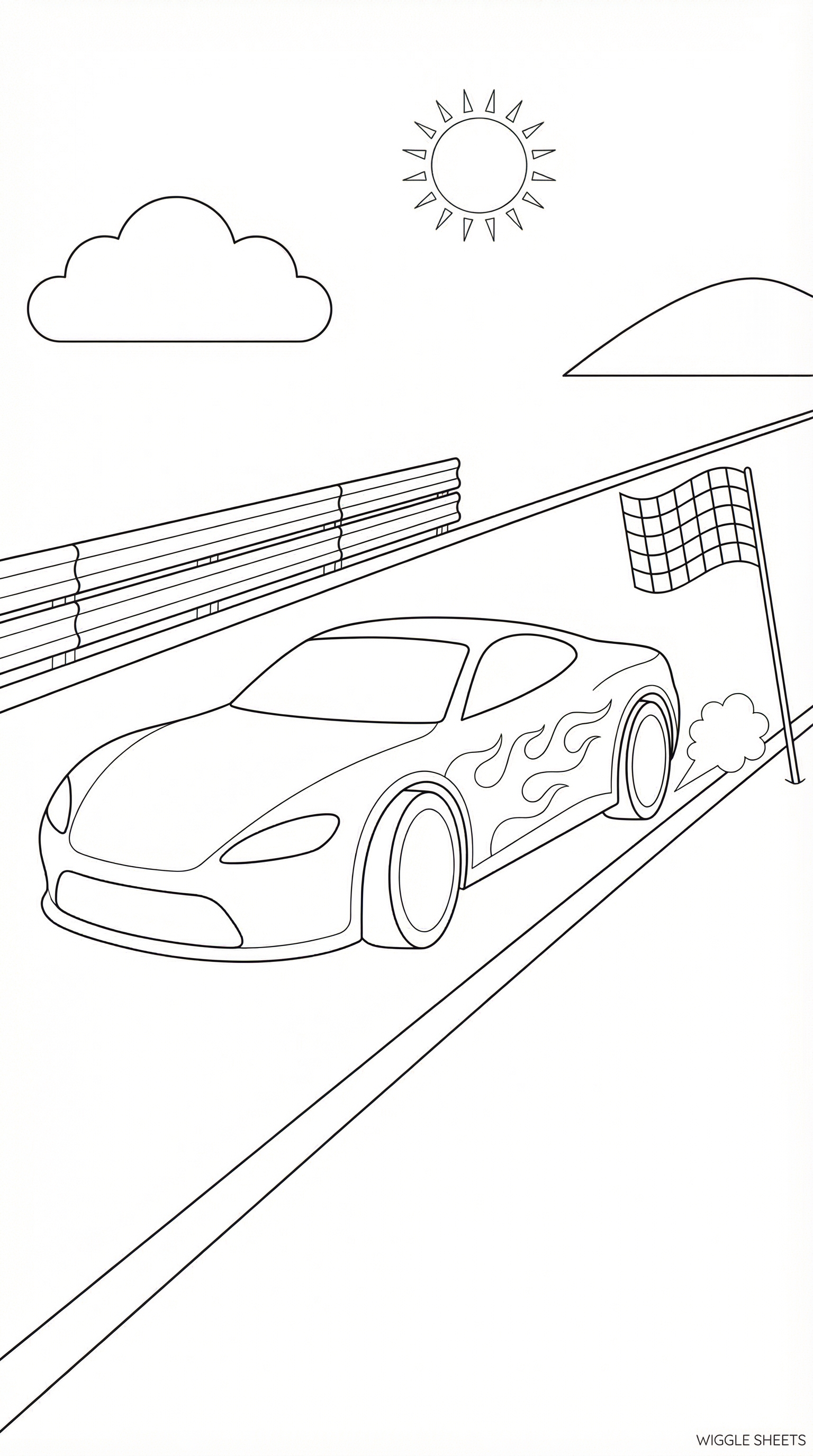 Fire Race Car Coloring Page